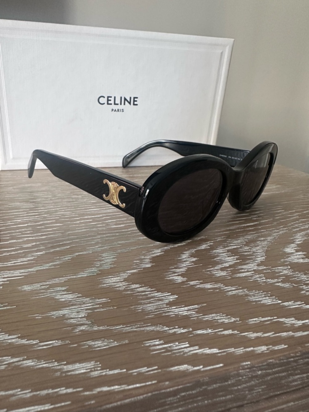 Celine  Triomphe Black Oval Sunglasses - Picture 2 of 6